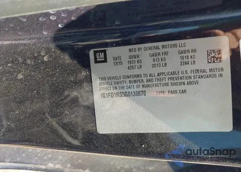 2016 Chevrolet Camaro 2Lt from USA, damaged, VIN 1G1FD1RS5G0130870